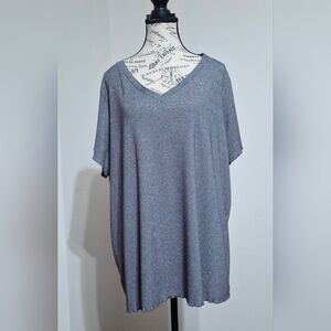 torrid Shimmery Gray V-Neck Short Sleeve Top